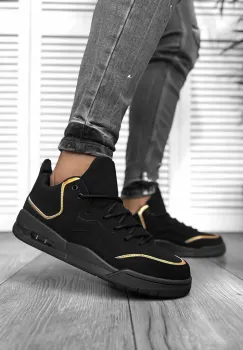 Adidasi barbati casual  negru cu auriu 5919 imagine