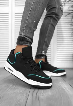 Adidasi barbati casual  negru cu verde 5919 imagine