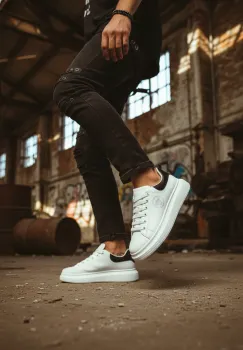 Adidasi barbati casual VIP albi cu negru  801 imagine