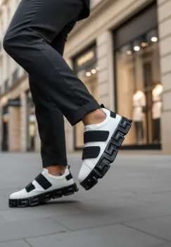 Adidasi barbati VSC Greca albi cu negru  cu arici 092 imagine