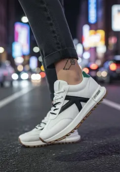 Adidasi dama albi cu negru  casual 70456 imagine