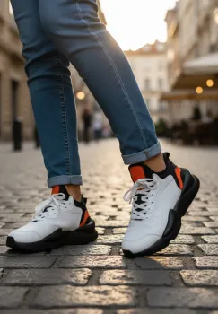 Adidasi dama albi cu negru  casual   inalti  H9 imagine