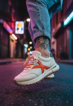 Adidasi dama albi cu portocaliu  casual 70456 imagine