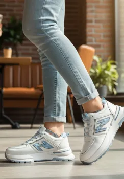 Adidasi dama casual albi cu albastru 4603 imagine