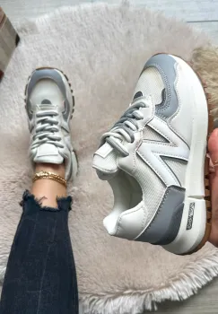 Adidasi dama casual albi cu gri 2532 imagine