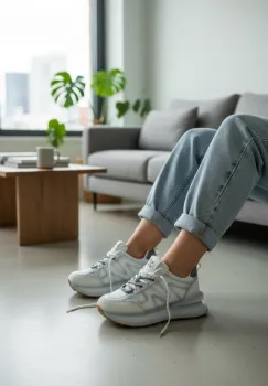 Adidasi dama casual albi cu gri  R01 imagine