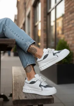 Adidasi dama casual  albi cu gri  VLT L77 imagine