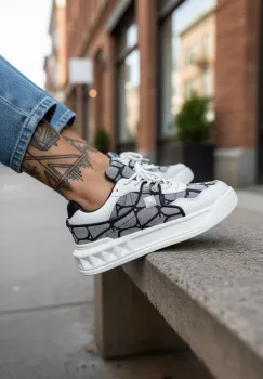 Adidasi dama casual  albi cu gri  VLT L77 imagine