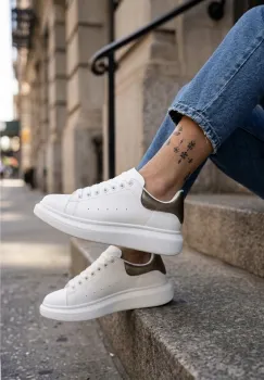 Adidasi dama casual albi cu maro 111 imagine