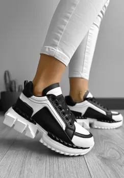 Adidasi dama casual albi cu negru B36 imagine