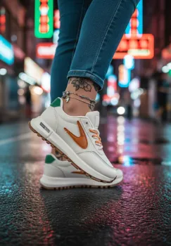 Adidasi dama casual  albi cu portocaliu 266 imagine