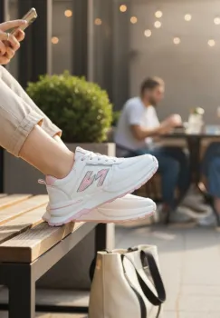 Adidasi dama casual albi cu roz 4603 imagine