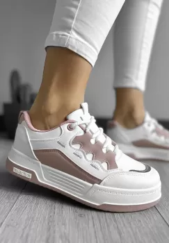 Adidasi dama casual albi cu roz 560 imagine