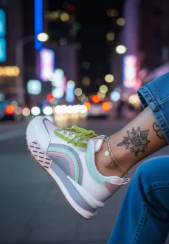 Adidasi dama casual albi cu roz CL2302 N11-3 imagine