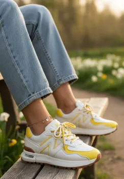 Adidasi dama casual albi cu verde 2532 N12-4 imagine