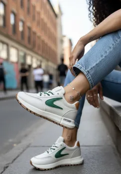 Adidasi dama casual  albi cu verde 266 imagine