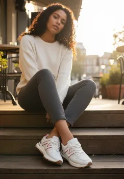 Adidasi dama casual albi cu verde 30664 imagine