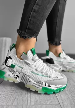 Adidasi dama casual albi cu verde H21 imagine