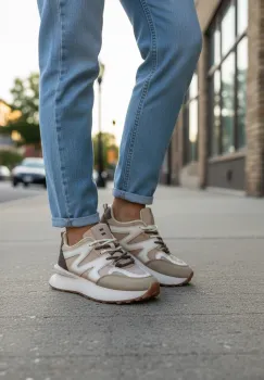 Adidasi dama casual bej cu maro  R01 imagine