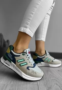 Adidasi dama casual bej cu verde K01 imagine