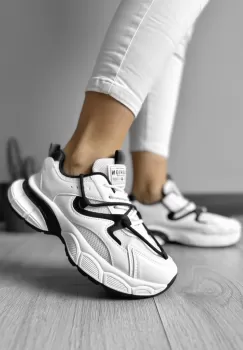 Adidasi dama casual cu talpa inalta albi CL2405 imagine