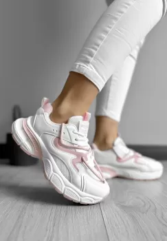 Adidasi dama casual cu talpa inalta roz CL2405 imagine