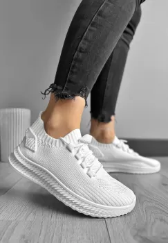 Adidasi dama casual din panza albi 91 imagine