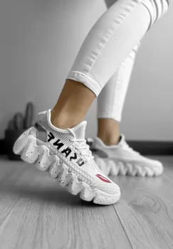 Adidasi dama casual din panza albi h28 imagine