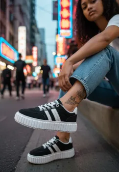 Adidasi dama casual  negri cu alb   LA351 imagine