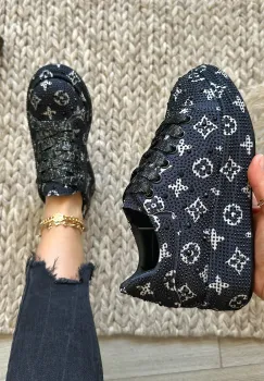 Adidasi dama casual negri  cu imprimeu  1027 N11-2 imagine