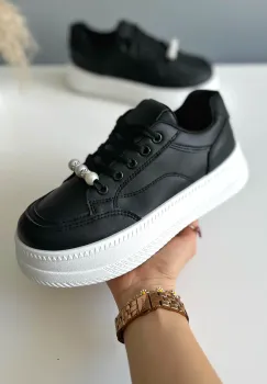 Adidasi dama casual negri cu talpa alba 1686 T4-3 imagine