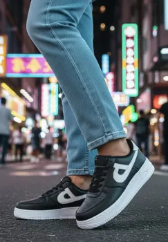 Adidasi dama negri cu alb  casual  B99 imagine