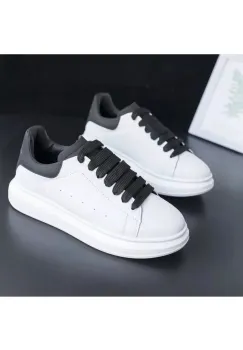 Adidasi unisex vip albi cu sireturi negre  B03  T8-2 imagine