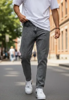 Blugi barbati boyfriend gri 1117 imagine