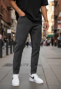 Blugi barbati boyfriend gri inchis 1117 imagine