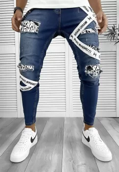 Blugi barbati conici albastri 0054 B15-1.1 imagine