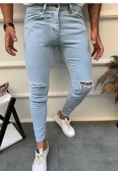 Blugi barbati conici albastri 12419 imagine