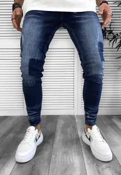 Blugi barbati conici albastri 367 imagine