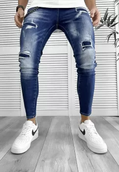 Blugi barbati conici albastri 999 imagine