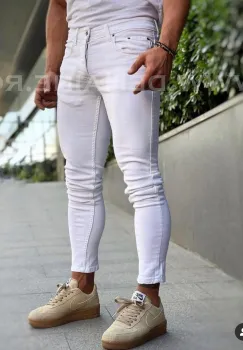 Blugi barbati conici albi B3340 H7* imagine