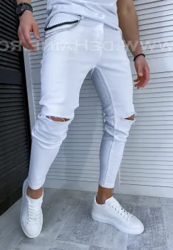 Blugi barbati conici albi cu mici defecte DEF730  D2-5.2 imagine