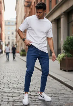 Blugi barbati conici bleumarin 3091 imagine