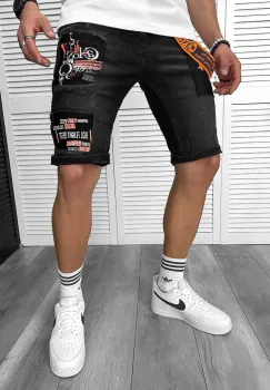 Blugi barbati scurti conici cu stiekre 7032 imagine