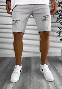 Blugi barbati scurti conici gri 12801 imagine