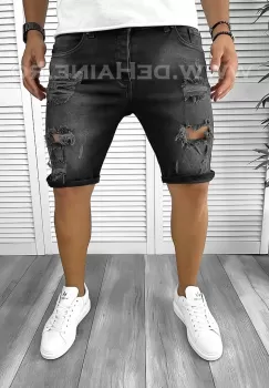 Blugi barbati scurti conici negri B8865  imagine