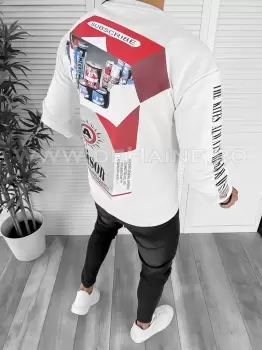 Bluza barbati alba cu imprimeu pe spate K131 35-3.1 E 122-5 imagine