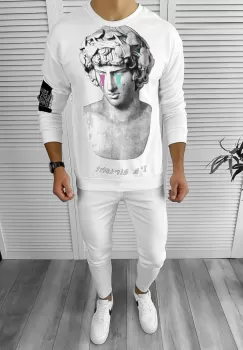 Bluza barbati alba slim fit K404 X18-1 E 57-4 /122 123-3 E imagine