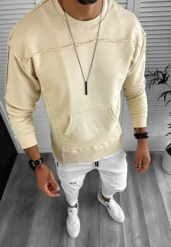Bluza barbati bej slim fit K151 I19-4. imagine