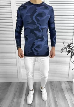 Bluza barbati bleumarin slim fit T3705 I2-3.3 imagine