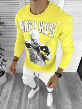 Bluza barbati galbena vatuita slim fit K409 29-2 E imagine